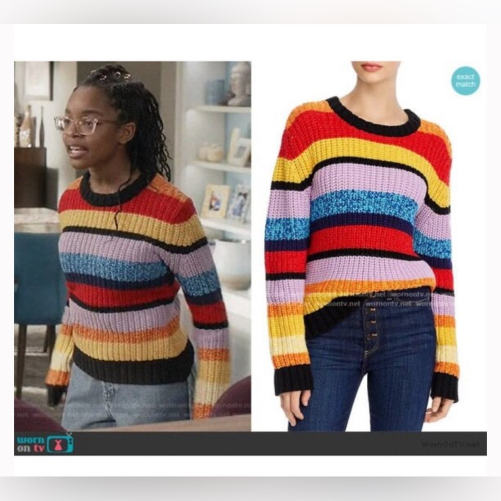 Alice + Olivia Barb Rainbow Striped Sweater Small - Picture 10 of 10
